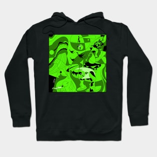 green the garden of earthly delights in ecopop aesthetic kaiju mexican remix art Hoodie